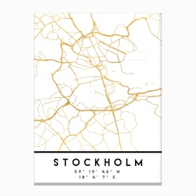 Stockholm Sweden City Street Map Canvas Print