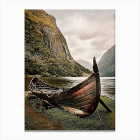 Nordic River Canoe Canvas Print