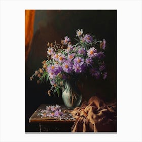 Baroque Floral Still Life Asters 2 Canvas Print