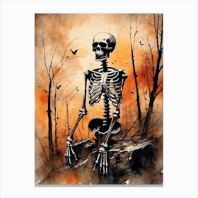 Vintage Halloween Gothic Skeleton Painting (13) Canvas Print