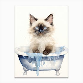 Balinese Cat In Bathtub Bathroom 1 Canvas Print