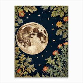 Moon And Flowers Style William Morris 24 Canvas Print