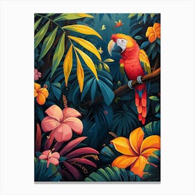 Parrot In The Jungle Canvas Print