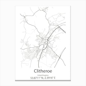 Clitheroe,United Kingdom Minimalist Map Stampe su tela