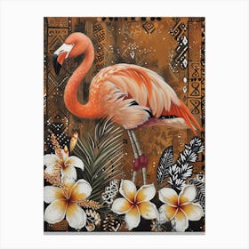 Greater Flamingo And Plumeria Boho Print 2 Canvas Print