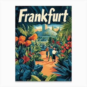 Aihrgdesign A Retro Travel Poster For Frankfurt Featuring The 4dc29345 Bb32 447e 956b Fdb5905a7fcb 2 Canvas Print