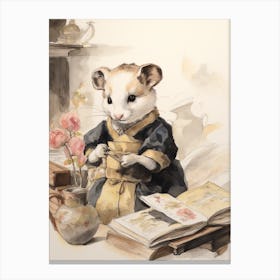 Storybook Animal Watercolour Ferret 2 Canvas Print