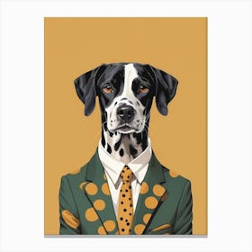 Dalmatian Dog Portrait In A Suit (7) Canvas Print