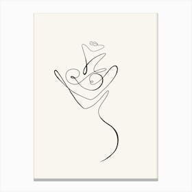 One Line Pink Nude Canvas Print