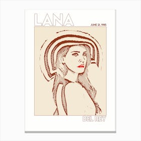 Line Art Minimalist – Lana Del Rey – June 21, 1985 1 Canvas Print