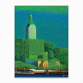 Green Bay, City Us  Pointillism Canvas Print