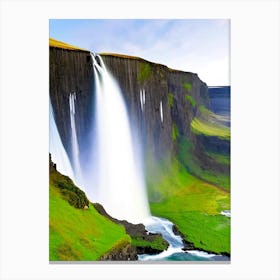 Langisjór Waterfall, Iceland Majestic, Beautiful & Classic (1) Canvas Print