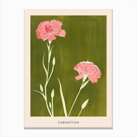Pink & Green Carnation 4 Flower Poster Canvas Print