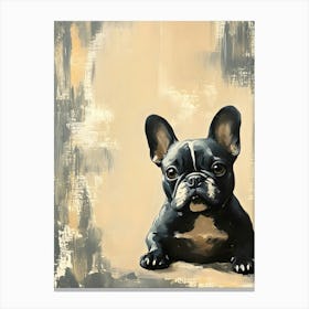 Minimal Frenchie With Blue Background 4 Canvas Print