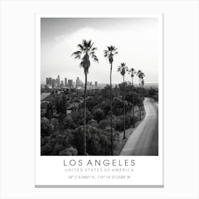 Los Angeles Black And White Canvas Print