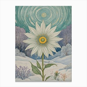 White Flower In The Snow Canvas Print