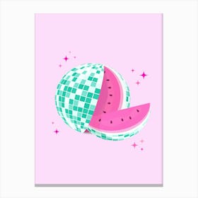 Pink Disco Watermelon Canvas Print