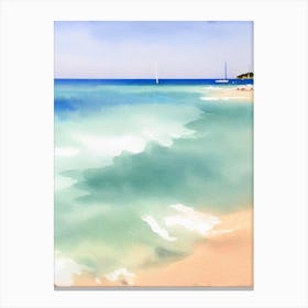 Plage De L'Escalet, Saint Tropez, France Watercolour Canvas Print