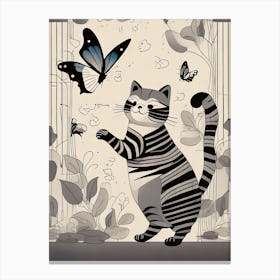 Cat With Butterflies 1 Canvas Print