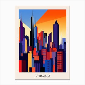 Chicago Colourful Travel Poster 8 Canvas Print