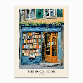 Zurich Book Nook Bookshop 2 Poster Canvas Print