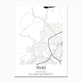 Ifield,United Kingdom Minimalist Map Canvas Print