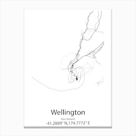 Wellington ,New Zealand Minimalist Map Canvas Print