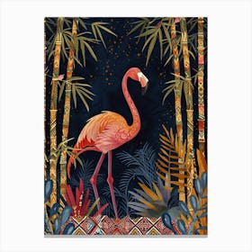 Greater Flamingo And Bamboo Boho Print 4 Canvas Print
