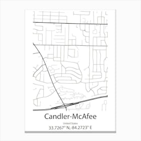 Candler Mcafee,United States Minimalist Map Canvas Print