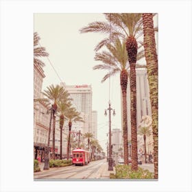 Tram And Palms Of Nola Canvas Print