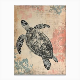 Ornamental Wallpaper Inspired Sea Turtle 3 Canvas Print