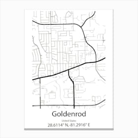 Goldenrod,United States Minimalist Map Canvas Print