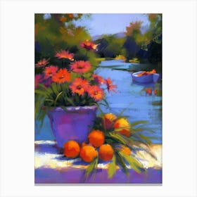 Oranges By The Water Canvas Print