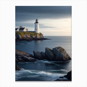 Peaceful Scandinavian Seascape With A Calm Sea and Lighthouse Series - 3 1 Canvas Print