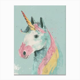 Pastel Unicorn Storybook Style Illustration 3 Canvas Print