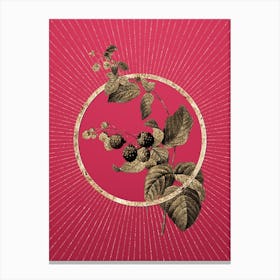 Gold Red Berries Glitter Ring Botanical Art on Viva Magenta n.0057 Canvas Print