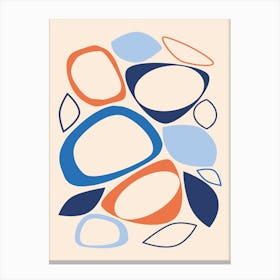 Mid Century Modern Abstract 8 Apricot, Blue, Cream Canvas Print