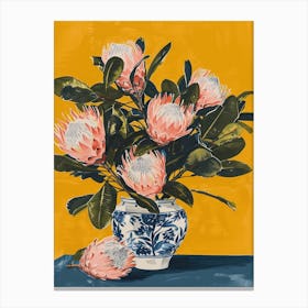 Proteas Flowers On A Table   Contemporary Illustration 2 Canvas Print