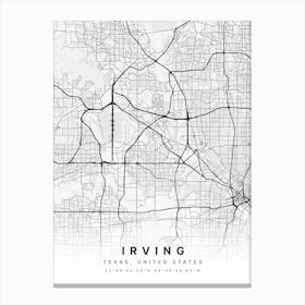 Irving Texas United States White Map Canvas Print