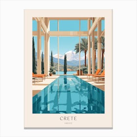 Crete Greece 2 Midcentury Modern Pool Poster Canvas Print