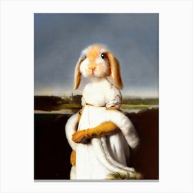 Stylish Lady Dominiqe Rabbit Pet Portraits Canvas Print