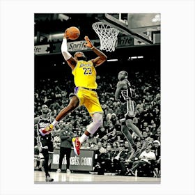 Lebron James Of The Los Angeles Lakers Dunks The Ball Of The Sacramento Kings Canvas Print