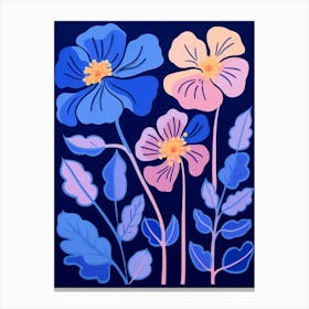 Blue Flower Illustration Portulaca 3 Canvas Print