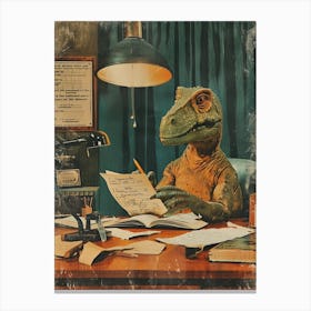 Dinosaur & A Letter Retro Collage 2 Canvas Print