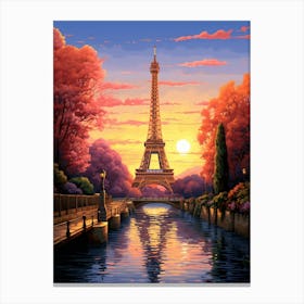 Eiffel Tower Pixel Art 4 Canvas Print