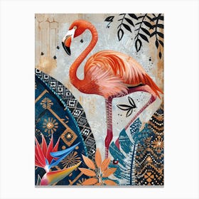 Greater Flamingo And Bird Of Paradise Boho Print 2 Canvas Print