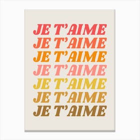 Je T'aime I Love You in French Canvas Print