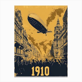 Aihrgdesign A Vintage Poster Of An Early Airship Soaring Abov 094872b1 7402 4bb1 8862 6f13ea3ea965 1 Canvas Print