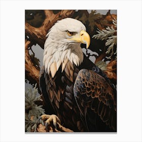 Dark And Moody Botanical Bald Eagle 3 Canvas Print