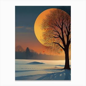 Full Moon In Winter Canvas Print